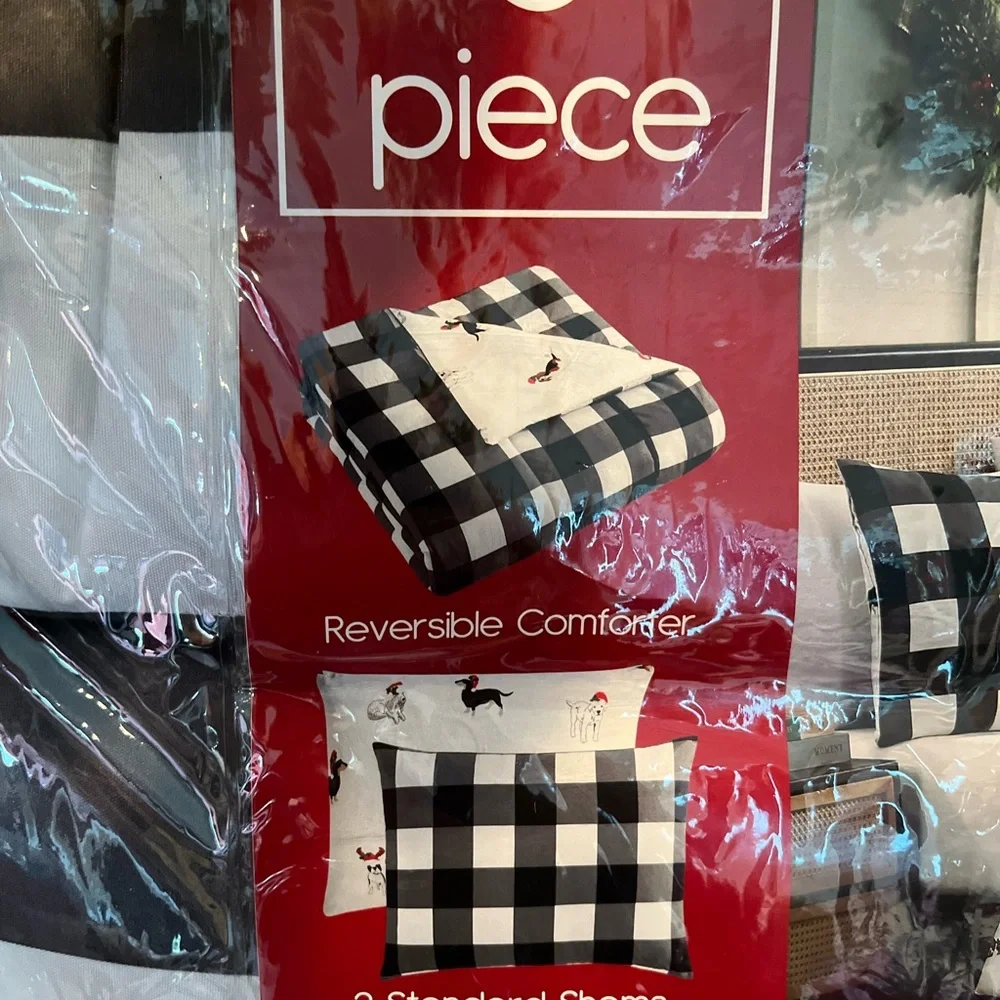 Full/queen comforter set holiday dogs reversible net great for the holidays
